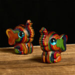 Buddha Stones 2Pcs Mini Rainbow Eucalyptus Elephant Carved Strength Decoration - Elephant 1.9*2.6*3.2cm - image 1