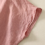 Buddha Stones Summer Plain Red Buttons Short Sleeve Women's Cotton Linen Shirt - image 11