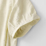Buddha Stones Casual Plain Asymmetrical Lace-Up Design Puff Short Sleeve Women's Cotton Shirt - image 15