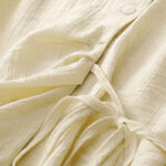 Buddha Stones Casual Plain Asymmetrical Lace-Up Design Puff Short Sleeve Women's Cotton Shirt - image 12