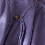 Buddha Stones Summer Solid Color Jacquard Flower Slit Design Three Quarter Sleeve Women's Shirt - image 4