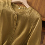 Buddha Stones Vintage Three Quarter Sleeve Cotton Linen Women's Shirt With Pockets - image 13