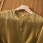Buddha Stones Vintage Three Quarter Sleeve Cotton Linen Women's Shirt With Pockets - image 12