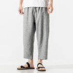 Buddha Stones Summer Plain Men's 7-8 Length Cotton Linen Pants With Pockets - image 31