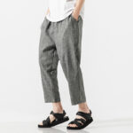 Buddha Stones Summer Plain Men's 7-8 Length Cotton Linen Pants With Pockets - image 24