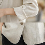 Buddha Stones Spring Casual Solid Color Long Sleeve Cotton Linen Women's Jacket With Pockets - image 6