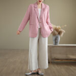 Buddha Stones Spring Casual Solid Color Long Sleeve Cotton Linen Women's Jacket With Pockets - image 22