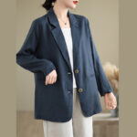 Buddha Stones Spring Casual Solid Color Long Sleeve Cotton Linen Women's Jacket With Pockets - image 16