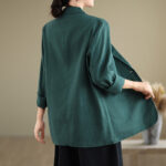 Buddha Stones Spring Casual Solid Color Long Sleeve Cotton Linen Women's Jacket With Pockets - image 32