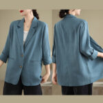 Buddha Stones Spring Casual Solid Color Long Sleeve Cotton Linen Women's Jacket With Pockets - image 13