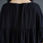 Buddha Stones Casual Solid Color Pleated Design Crew Neck Half Puff Sleeve Cotton Maxi Dress - image 38