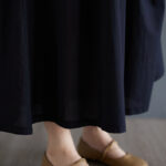 Buddha Stones Casual Solid Color Pleated Design Crew Neck Half Puff Sleeve Cotton Maxi Dress - image 40
