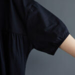 Buddha Stones Casual Solid Color Pleated Design Crew Neck Half Puff Sleeve Cotton Maxi Dress - image 39