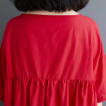 Buddha Stones Casual Solid Color Pleated Design Crew Neck Half Puff Sleeve Cotton Maxi Dress - image 30