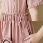 Buddha Stones Three-Dimensional Flower Design Ruffled Neck Cotton Linen Maxi Dress With Pockets - image 15
