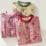 Buddha Stones Retro Printing Buttons Design Drawstring High Waist Cotton Midi Dress With Pockets - image 30