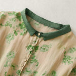 Buddha Stones Retro Printing Buttons Design Drawstring High Waist Cotton Midi Dress With Pockets - image 10