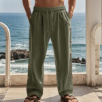 Buddha Stones Solid Color Side Buttons Men's Cotton Pants With Pockets - DarkSeaGreen - US/UK/AU46，EU56 (3XL) - image 22