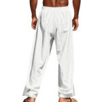 Buddha Stones Solid Color Side Buttons Men's Cotton Pants With Pockets - image 68