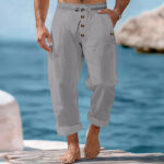 Buddha Stones Solid Color Buttons Drawstring Men's Cotton Pants With Pockets - DarkGray - US/UK/AU46，EU56 (3XL) - image 21