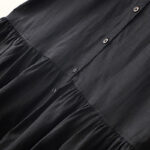 Buddha Stones Commute Pure Color Buttons Design Cotton Linen Midi Dress With Pockets - image 11
