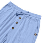 Buddha Stones Solid Color Buttons Drawstring Men's Cotton Pants With Pockets - image 45