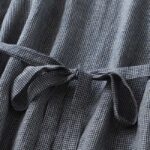 Buddha Stones Commute MidnightBlue Plaid Lace-Up Design Cotton Linen Midi Dress With Pockets - image 8