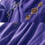 Buddha Stones Ethnic Vintage Embroidery Button Design Women's Cotton Linen 7-8 Length Skirt - image 4