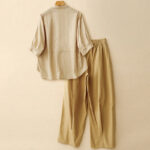 Buddha Stones 2pcs Women's Three-quarter Sleeve Shirt Harem Pants Meditation Clothing Set - image 2