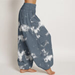 Buddha Stones Pure Cotton White Lines Spots Tie-Dye Pattern Women's Elastic Waist Harem Pants - image 7