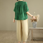 Buddha Stones 2pcs Casual Women's Short Sleeve Shirt Harem Pants Meditation Clothing Set - image 20