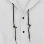 Buddha Stones Solid Color Long Sleeve Hooded Drawstring Buttons Linen Men's Shirt - image 8