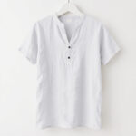Buddha Stones Solid Summer Short Sleeve Half Buttons Linen Men's Shirt - White - US/UK/AU46，EU56 (3XL) - image 7