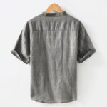 Buddha Stones Summer Buttons Short Sleeve Ramie Linen Cotton Men's Shirt - image 3