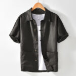 Buddha Stones Solid Summer Short Sleeve Buttons Linen Men's Shirt With Pockets - DimGray - US/UK/AU42，EU52 (3XL) - image 22