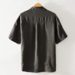 Buddha Stones Solid Summer Short Sleeve Buttons Linen Men's Shirt With Pockets - image 23