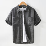 Buddha Stones Summer Short Sleeve Buttons Men's Shirt With Two Pockets - DimGray - US/UK/AU42，EU52 (3XL) - image 1