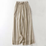 Buddha Stones Casual Drawstring Cotton Linen Ankle-Length Women's Wide Leg Pants With Pockets - Tan - US8-10，UK/AU12-14，EU40-42 (2XL) - image 9