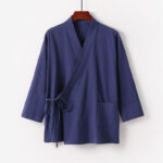 Buddha Stones 2Pcs Lace-up Cotton Kimono Pants With Pockets Men's Meditation Cloth Set - image 13