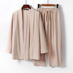 Buddha Stones 2Pcs Cotton Kimono Ankle-Length Pants Men's Meditation Cloth Set - Wheat - US/UK/AU54，EU64 (9XL) - image 10