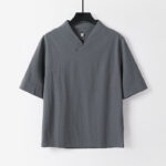 Buddha Stones 2Pcs V-Neck Cotton Half Sleeve Shirt Pants With Pockets Men's Meditation Cloth Set - image 9