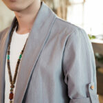 Buddha Stones Vintage Plain Lapel Open Front Jacket Cotton Men's Kimono - image 14
