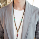 Buddha Stones Vintage Plain Lapel Open Front Jacket Cotton Men's Kimono - image 12