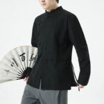Buddha Stones Vintage Chinese Frog-Button Cotton Long Sleeve Men's Shirt - image 15