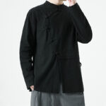 Buddha Stones Vintage Chinese Frog-Button Cotton Long Sleeve Men's Shirt - image 19