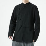 Buddha Stones Vintage Chinese Frog-Button Cotton Long Sleeve Men's Shirt - image 17