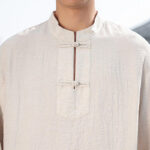 Buddha Stones Two Frog-Button Stand Collar Long Sleeve Men's Cotton Shirt - image 21