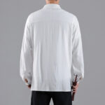 Buddha Stones Embroidered Auspicious Clouds Stand Collar Button Down Long Sleeve Men's Cotton Shirt - image 9