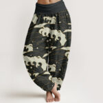 Buddha Stones Casual Abstract Wave Pattern Women's Elastic Waist Harem Pants - Black - US22，UK/AU26，EU54 (6XL) - image 1