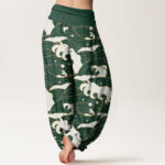 Buddha Stones Casual Abstract Wave Pattern Women's Elastic Waist Harem Pants - image 7